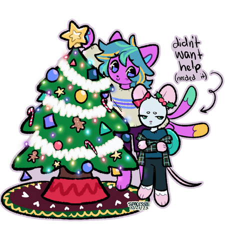 Flat color chibis with prop